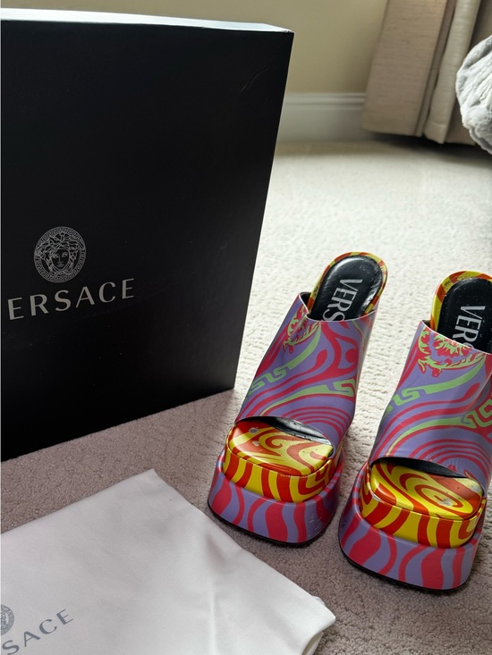 Versace Shoes - Versace Music Medusa Swirl Platform Mules